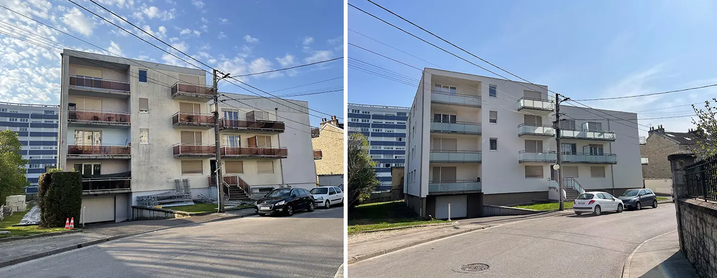 Isolation thermique par l'extérieur et ravalement de façade d'un immeuble par Moyse 3D