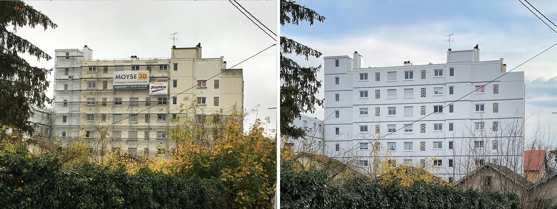 Isolation thermique par l'extérieur et ravalement de façade d'un immeuble par Moyse 3D